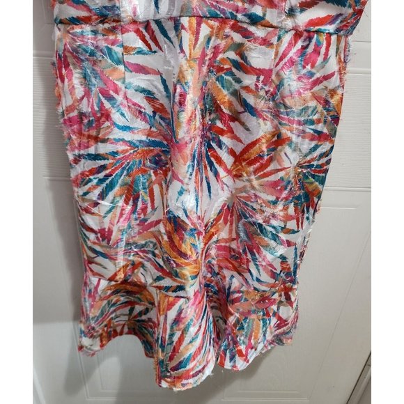 Hutch Anthropologie Women's Maui Halter Dress Colorful Palm Leaf Feather Size 10 - Picture 6 of 13